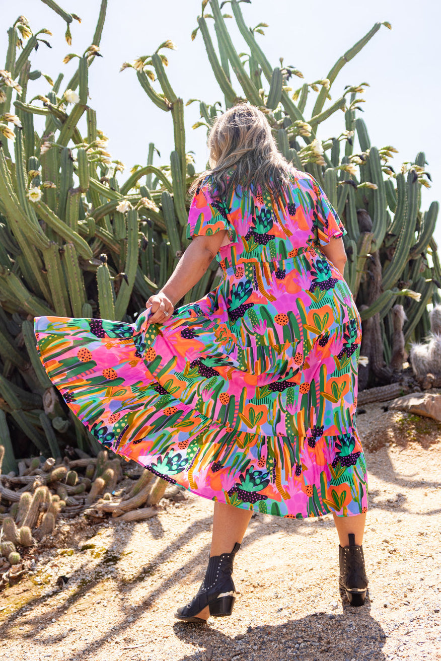 Bonnie Dress in Neon Cactus Country by Deb McNaughton
