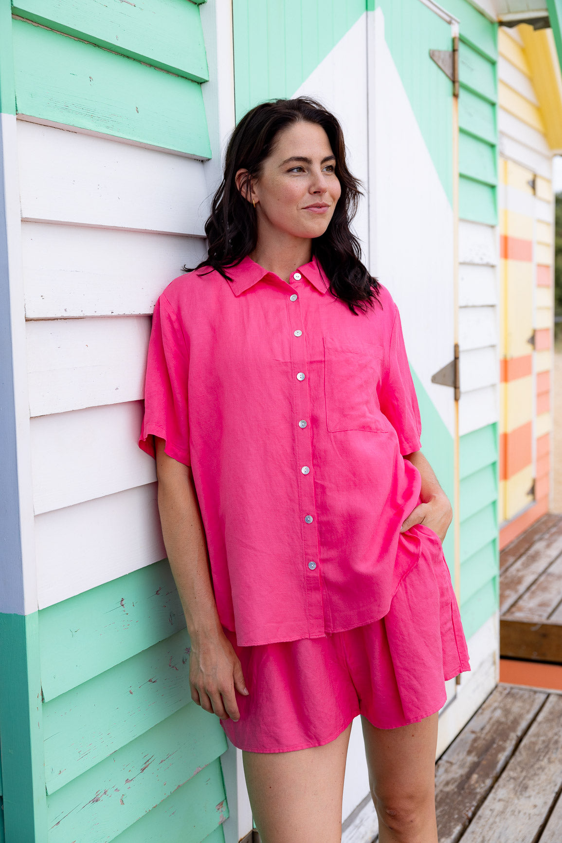 Samara Linen Blend Shirt in Pina Colada