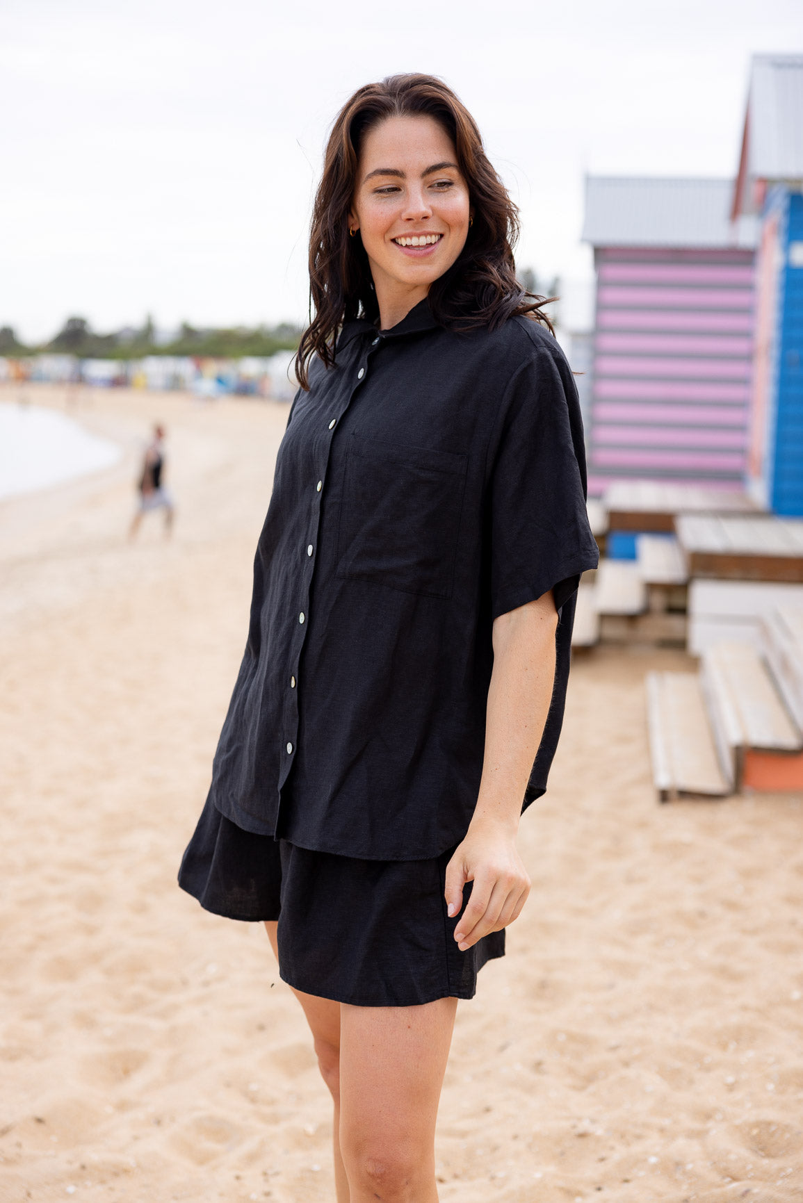 Samara Linen Blend Shirt in Black