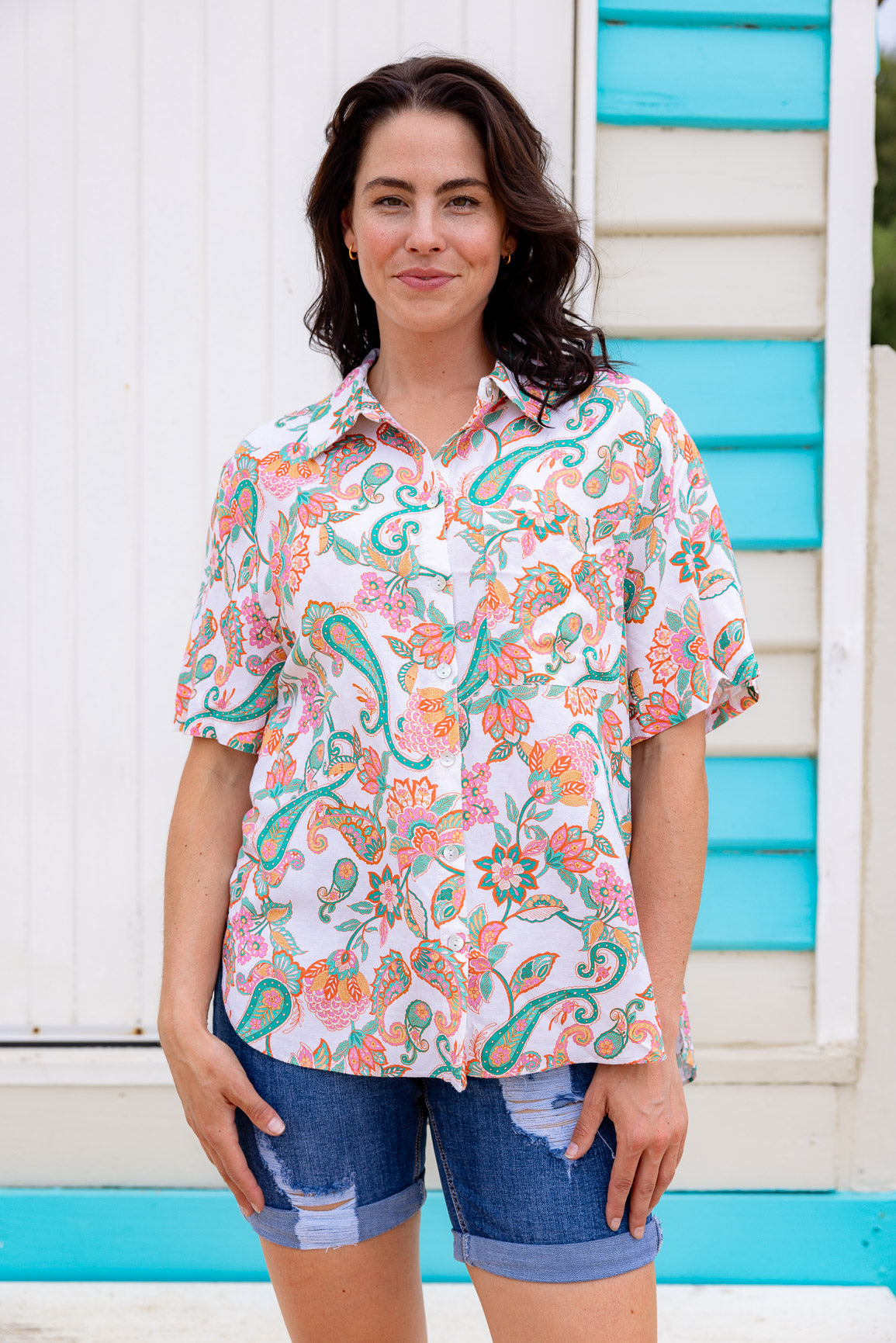 Samara Linen Blend Shirt in Shay Paisley