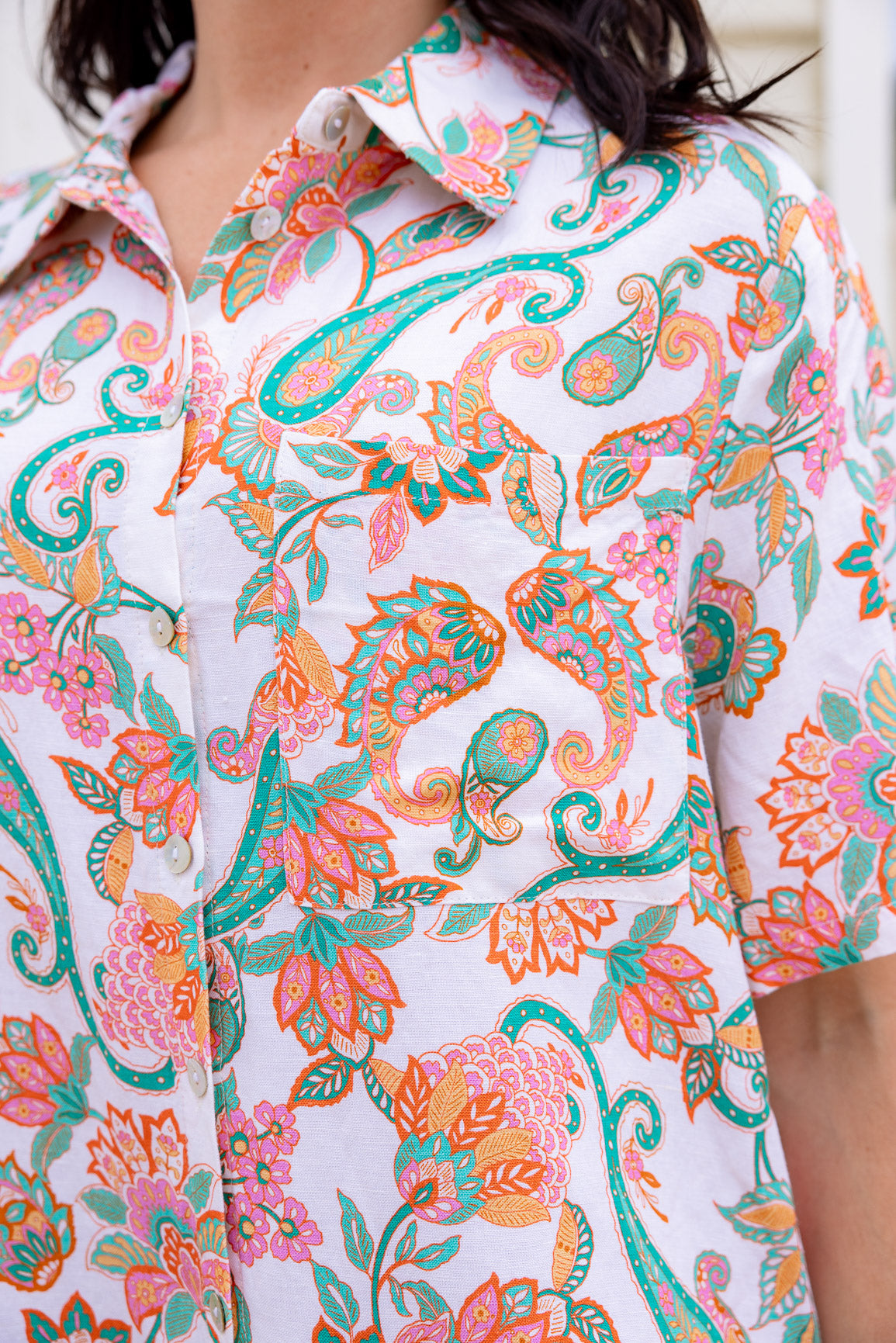 Samara Linen Blend Shirt in Shay Paisley