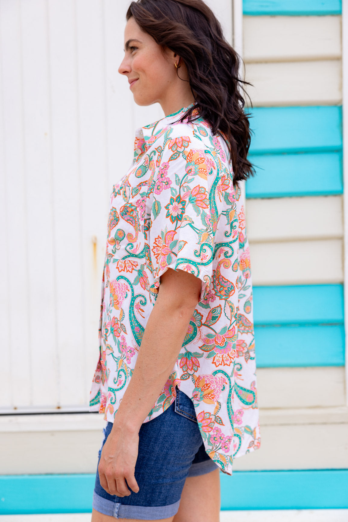 Samara Linen Blend Shirt in Shay Paisley