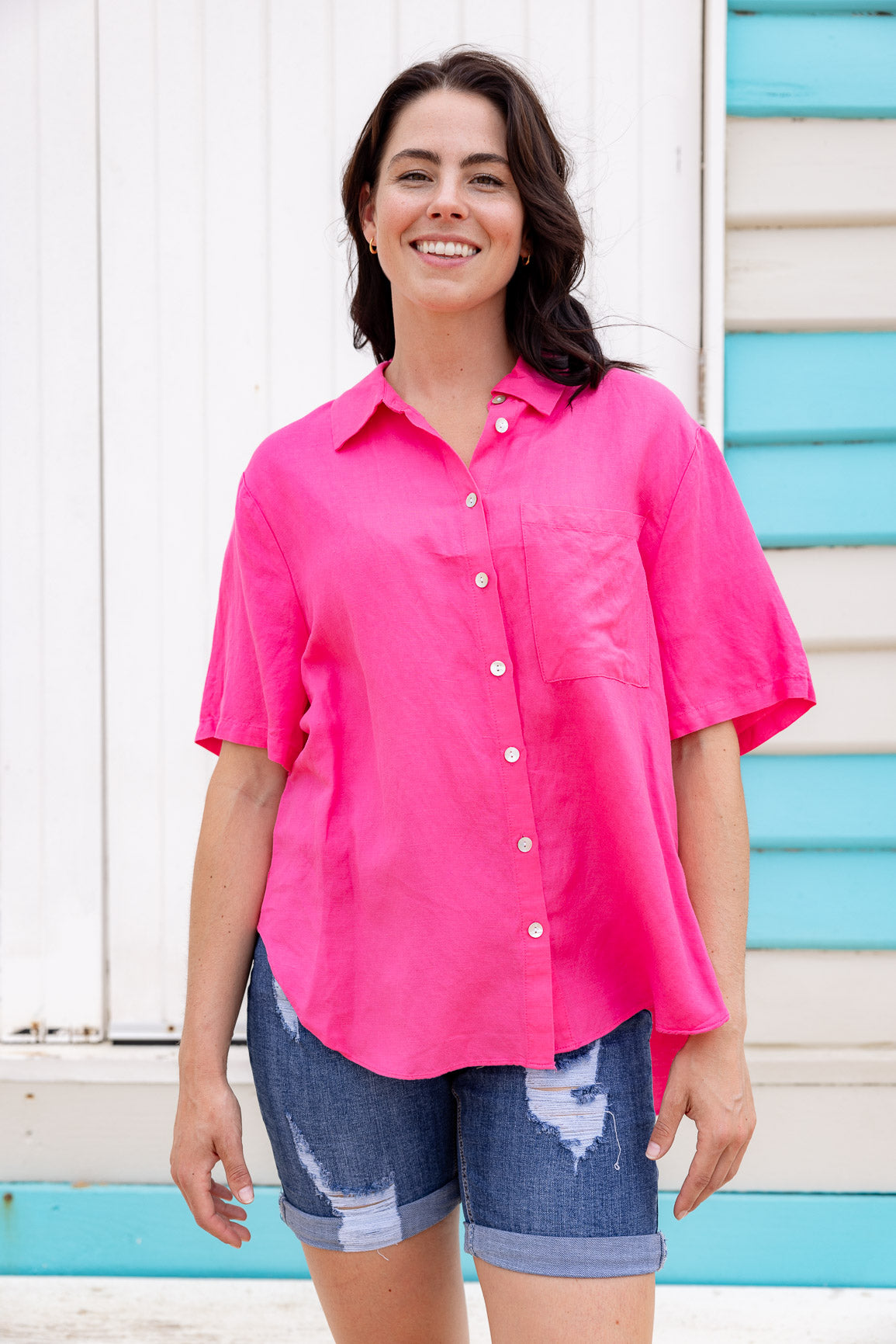 Samara Linen Blend Shirt in Pina Colada