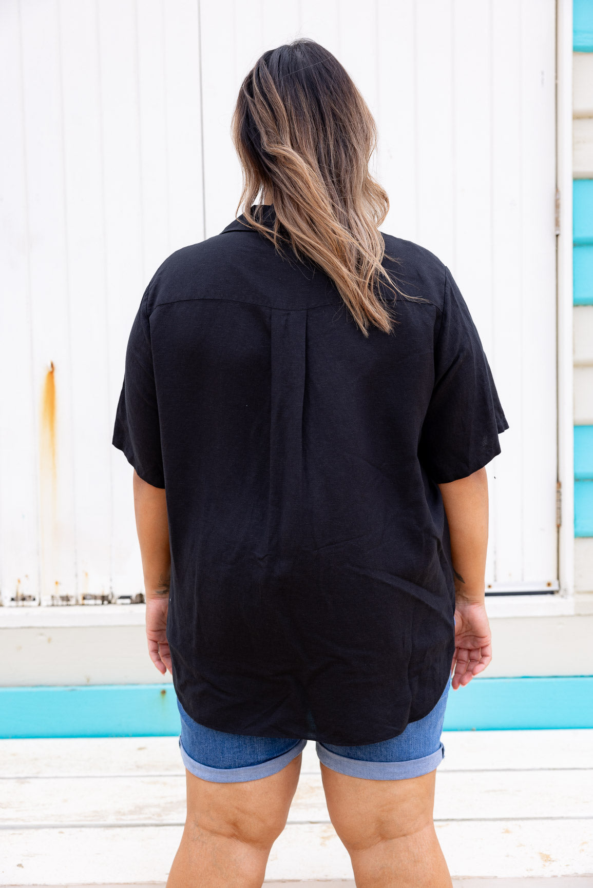 Samara Linen Blend Shirt in Black