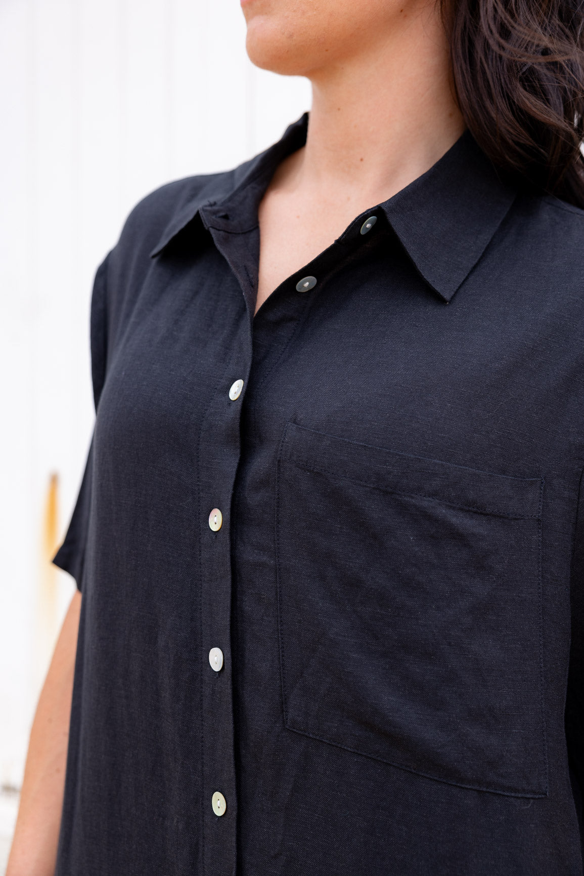 Samara Linen Blend Shirt in Black