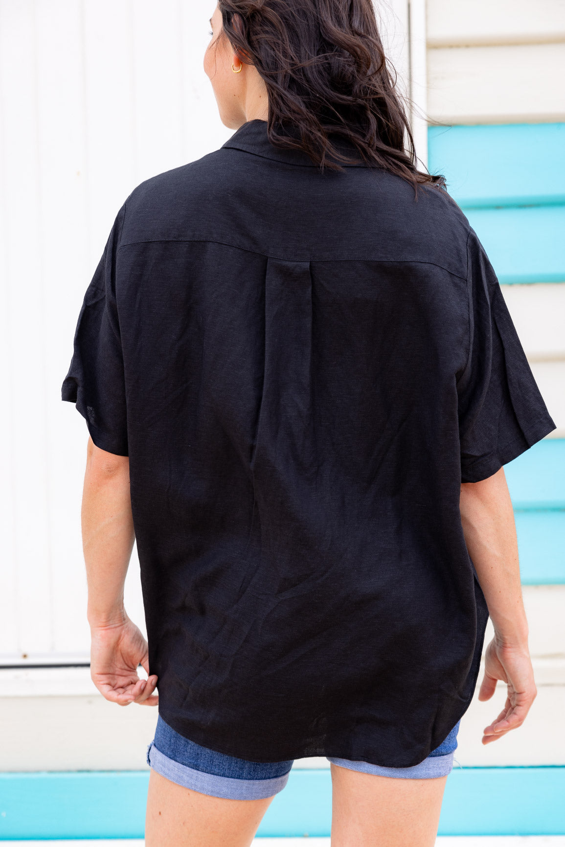 Samara Linen Blend Shirt in Black