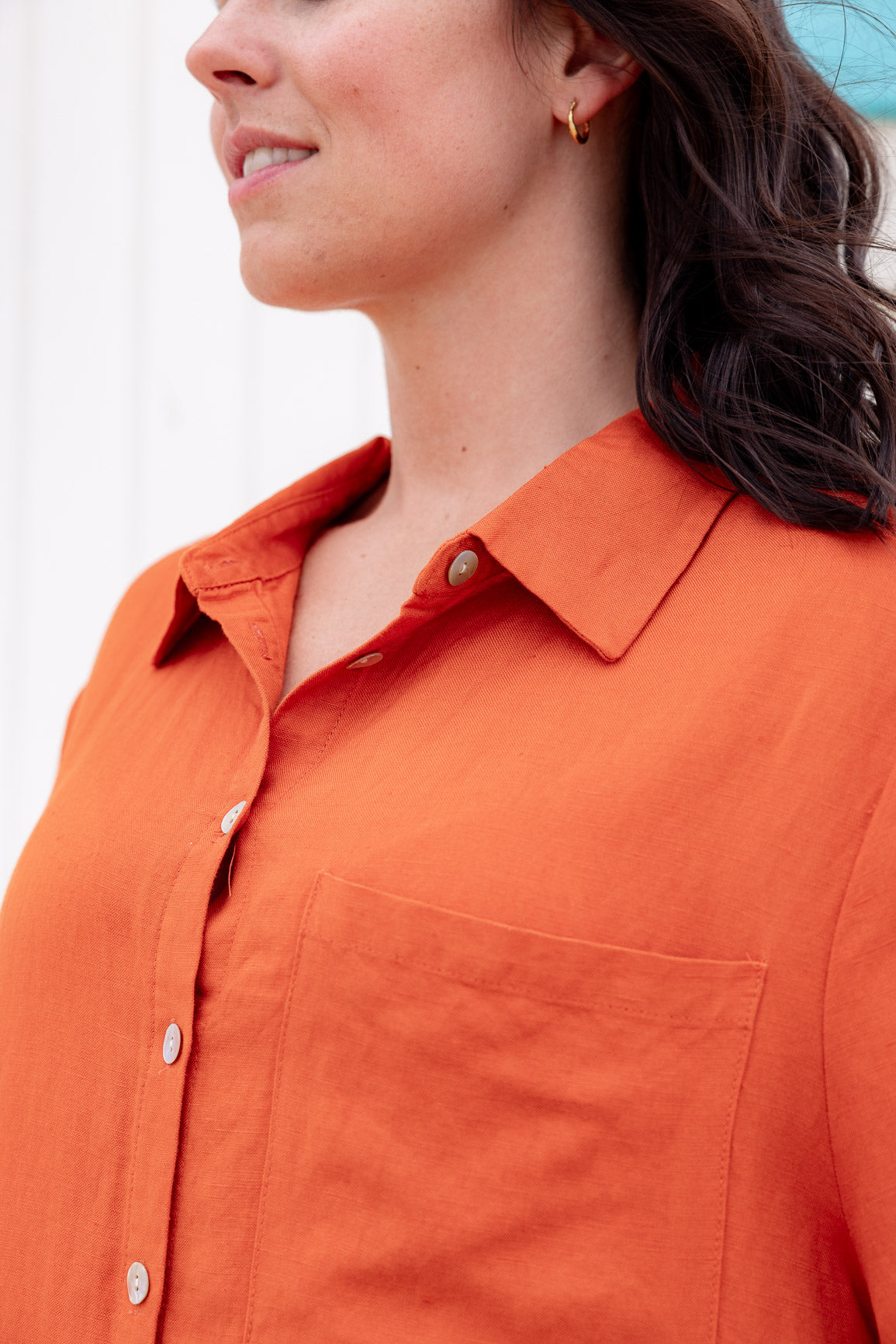 Samara Linen Blend Shirt in Rust