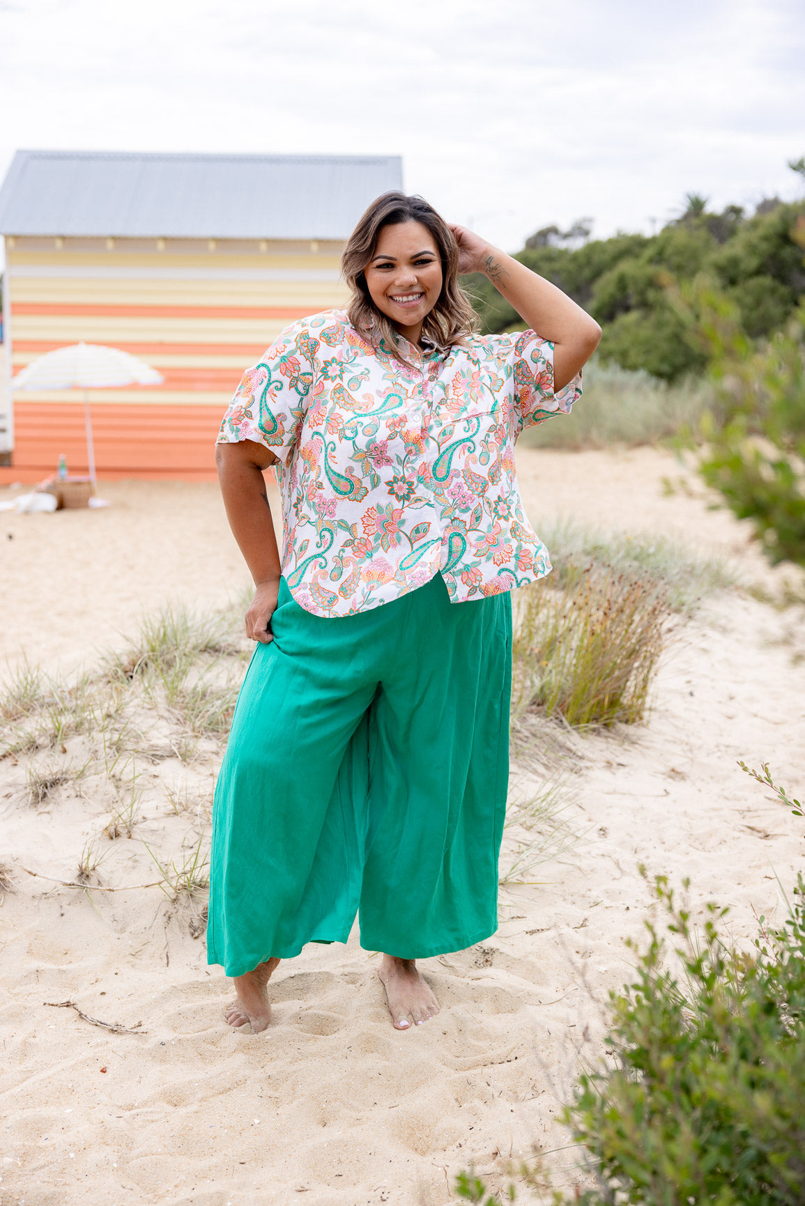 Samara Linen Blend Shirt in Shay Paisley