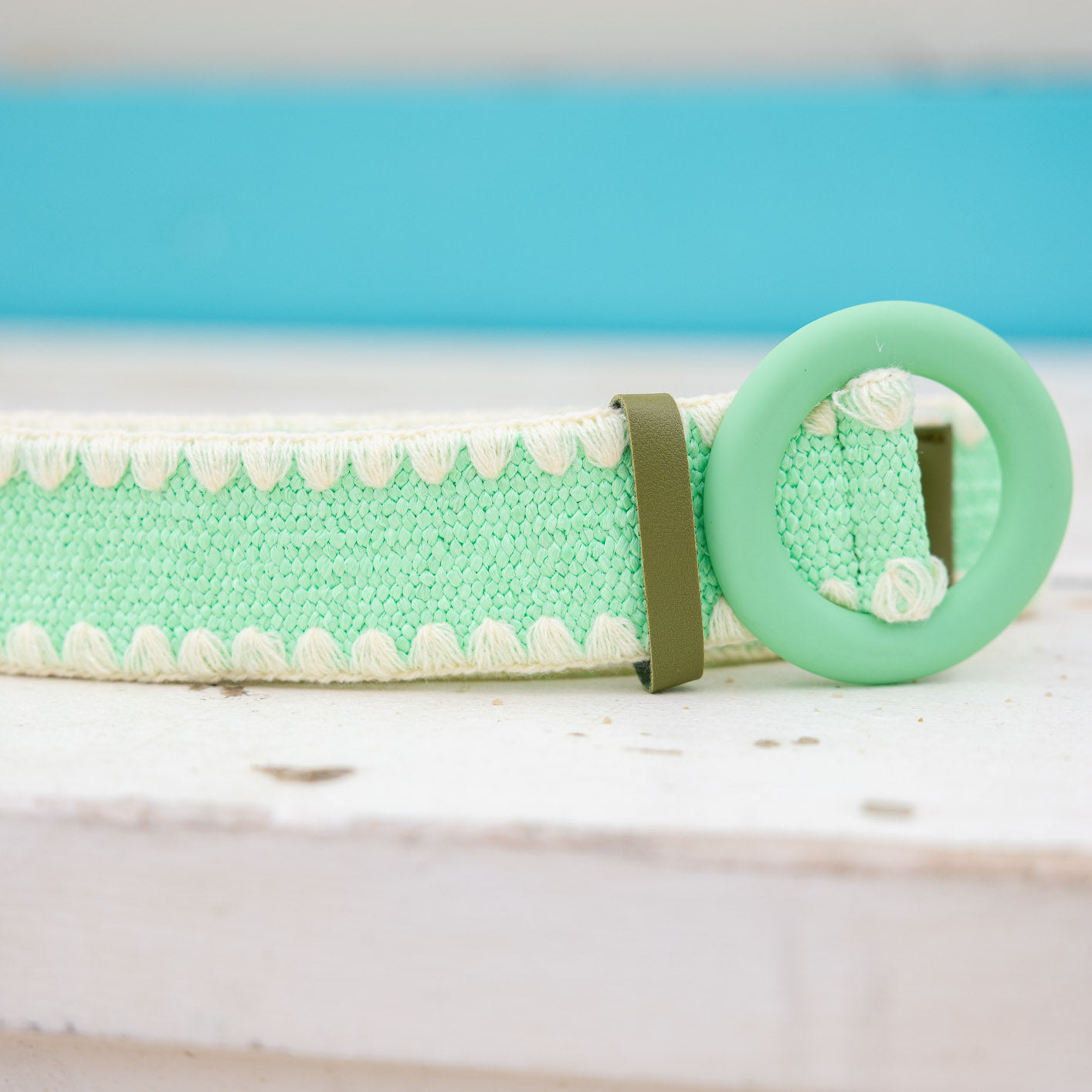 Extra Length Stretch Belt with Green Buckle