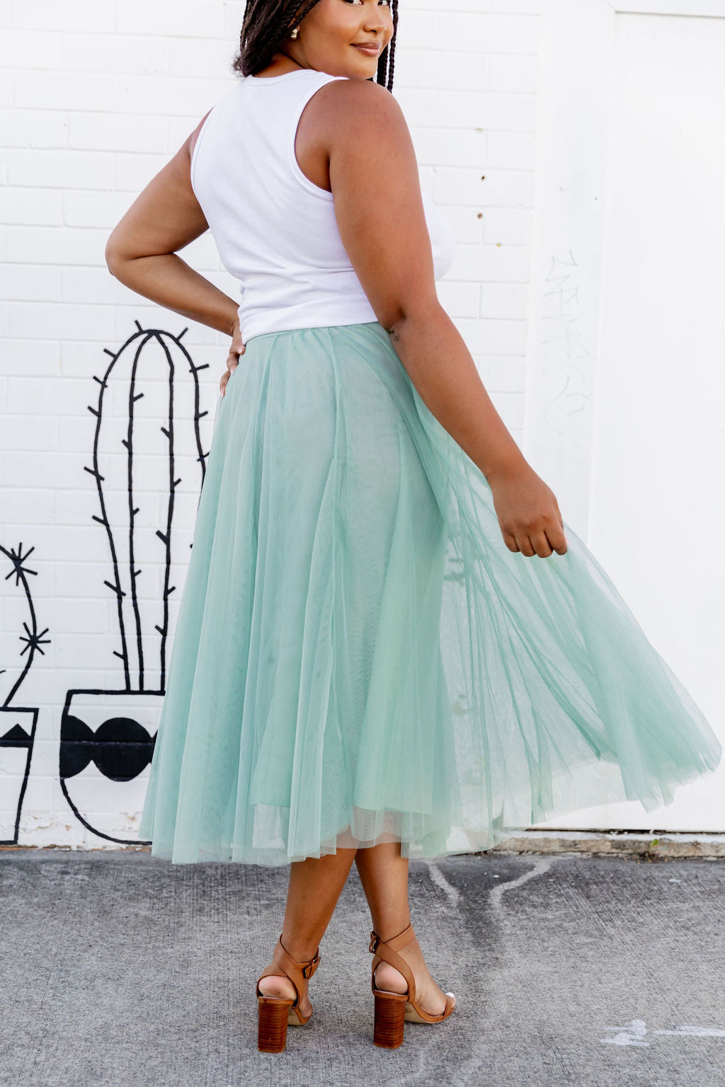 Tulle maxi skirt outlet sage