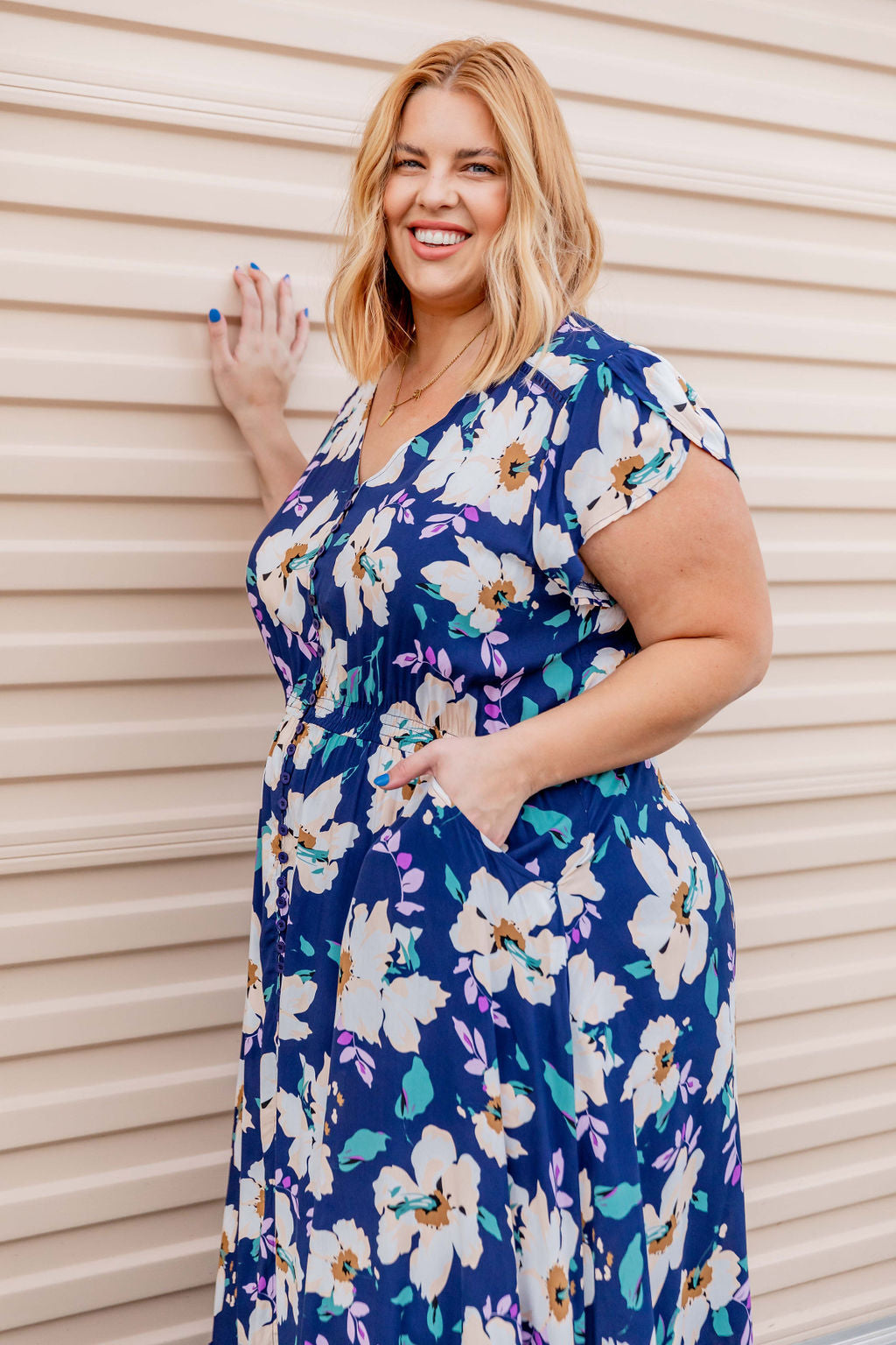 Plus size 2024 navy floral dress