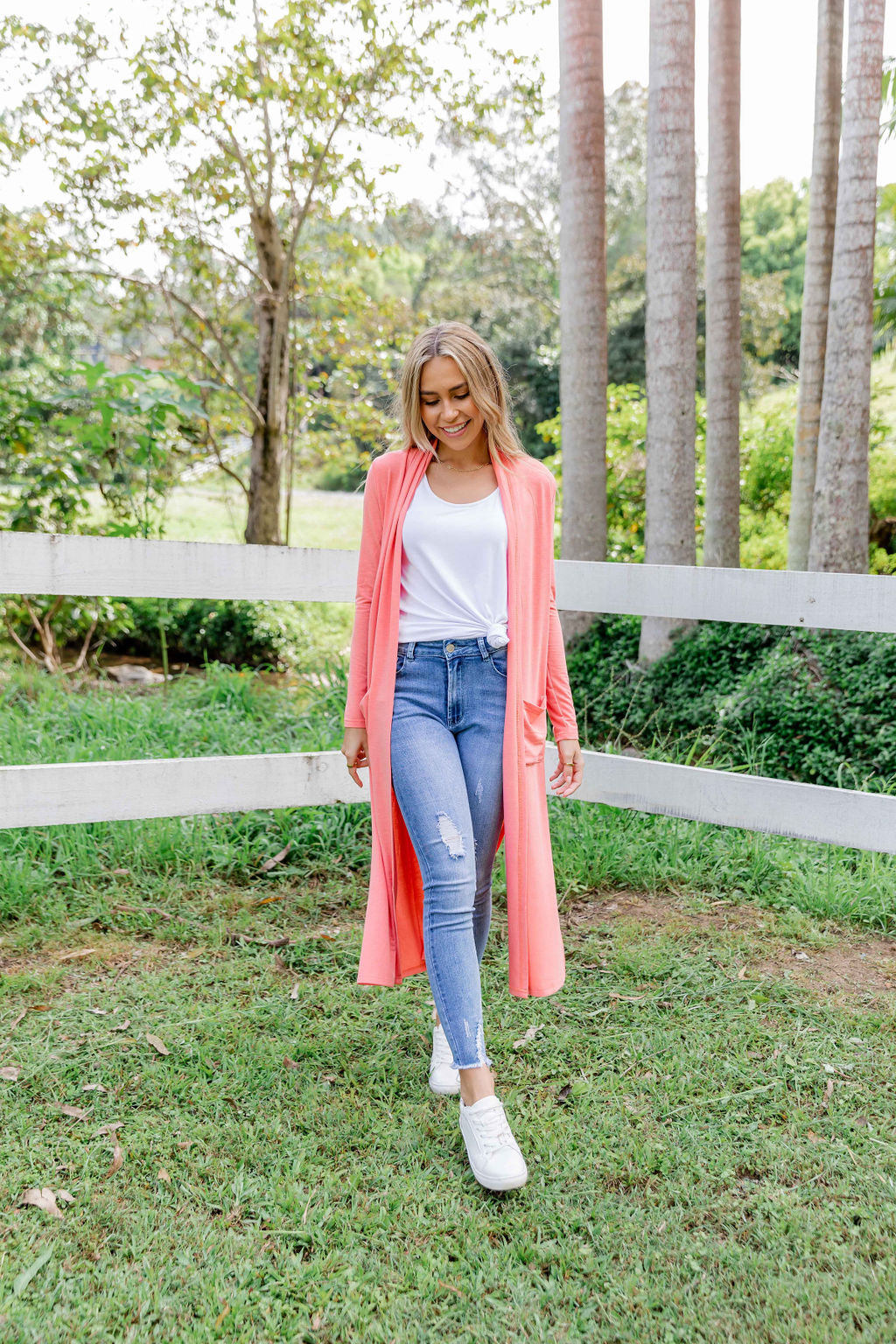 Coral sales coloured cardigan