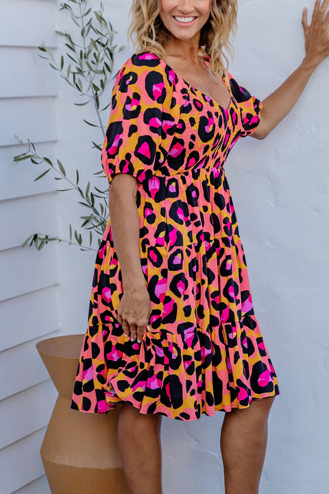 Rainbow leopard print on sale dress