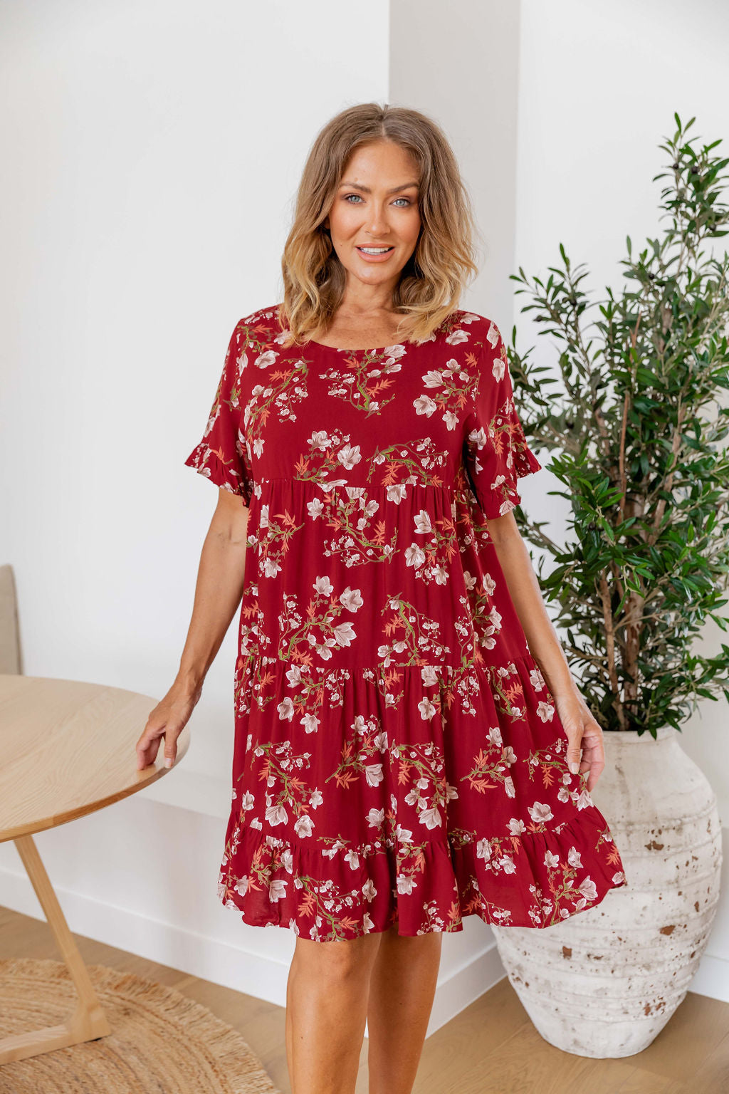 Sheridan Floral Dress in Red