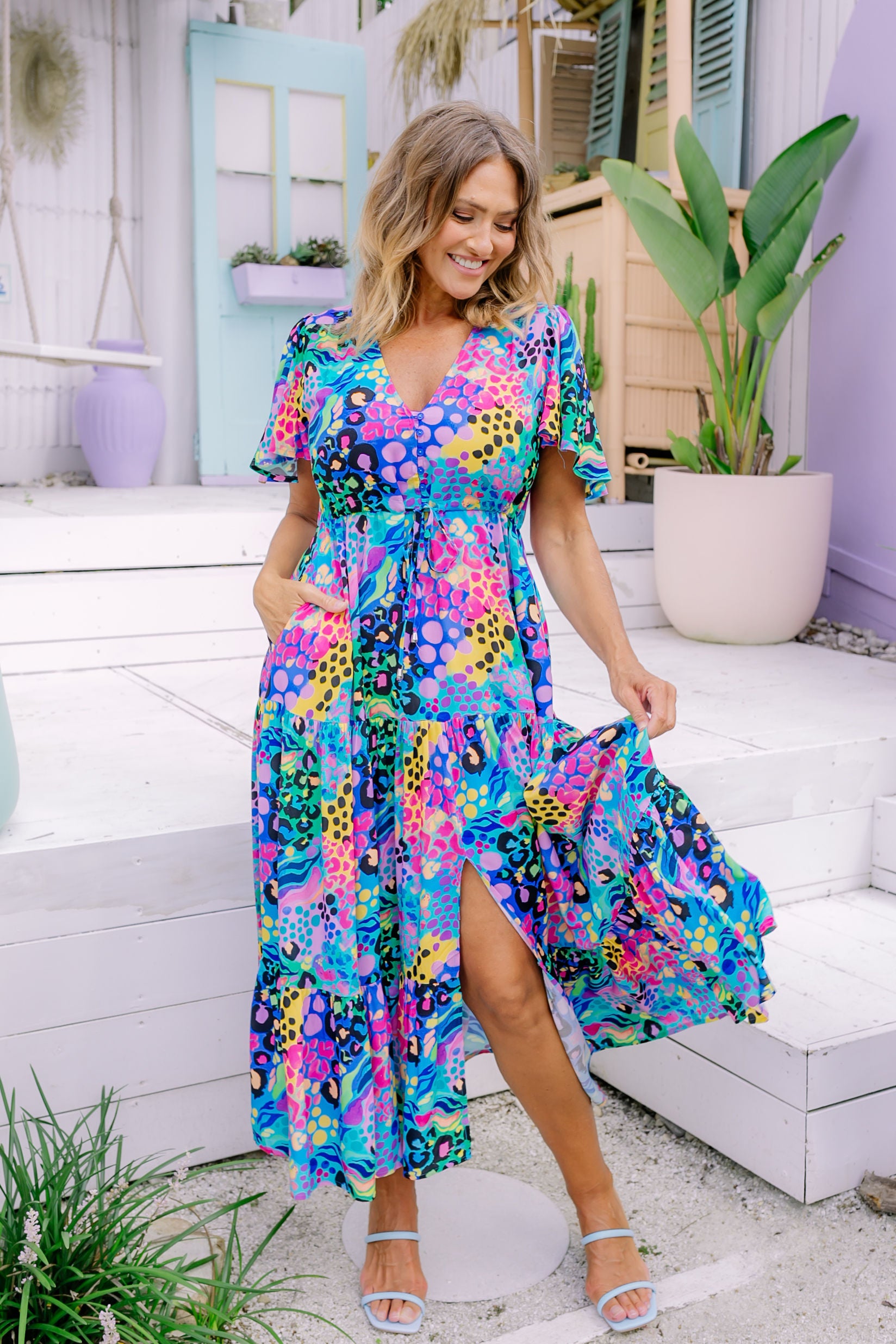 Bonnie Maxi Dress in Electric Leopard by Kasey Rainbow