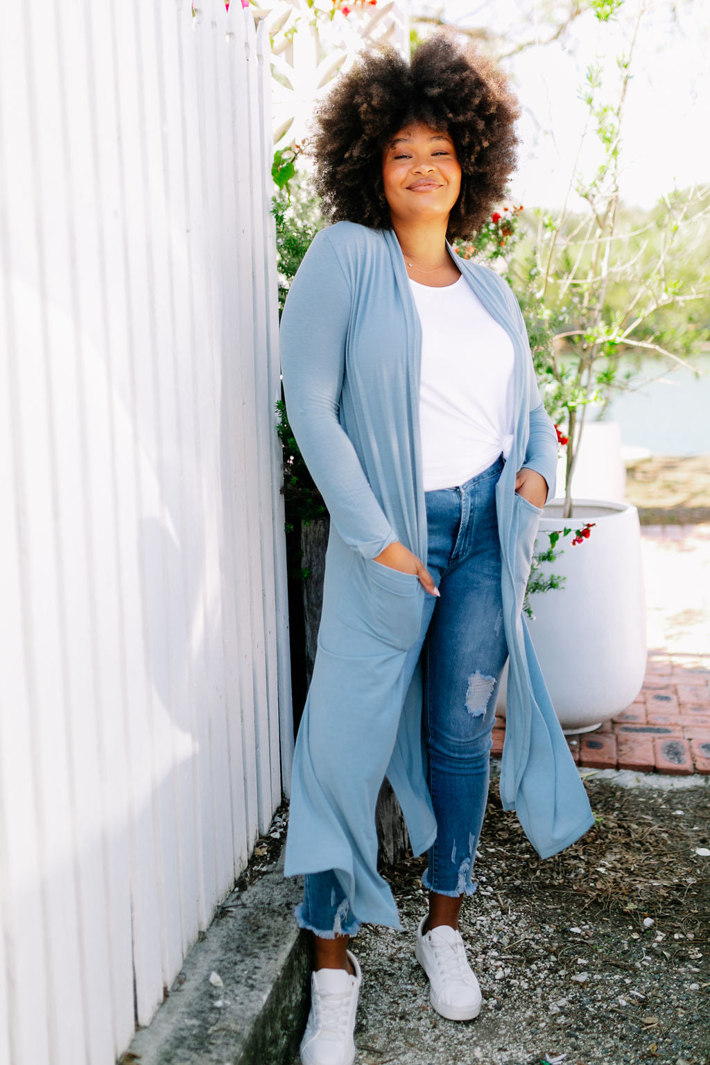 Jane Cardigan in Dusty Blue