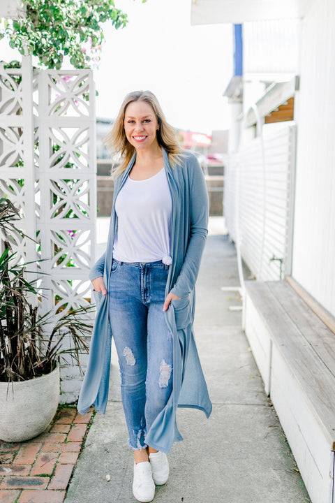 Dusty clearance blue cardigan