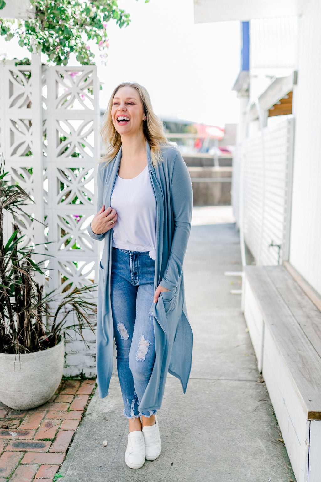 Jane Cardigan in Dusty Blue