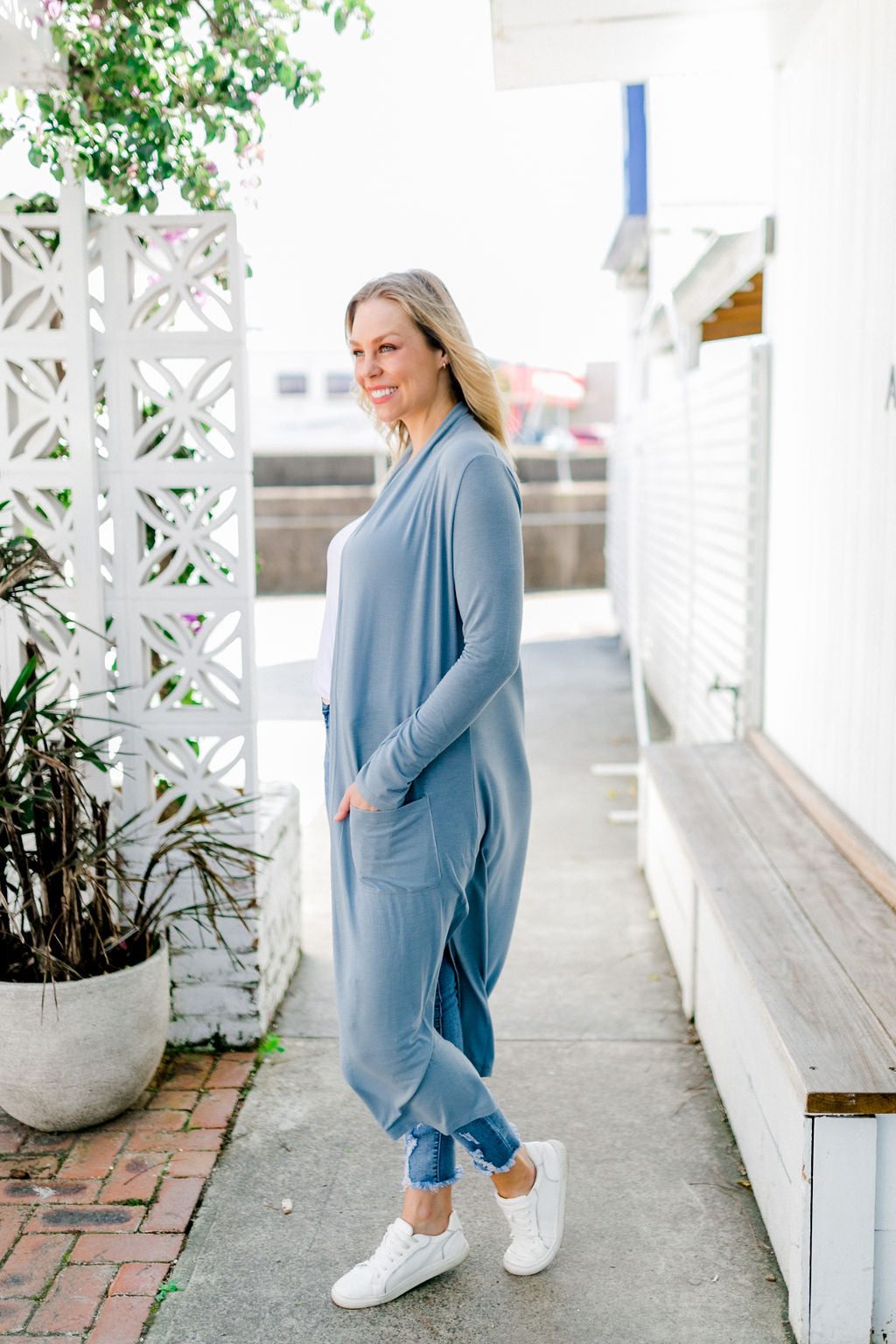 Jane Cardigan in Dusty Blue