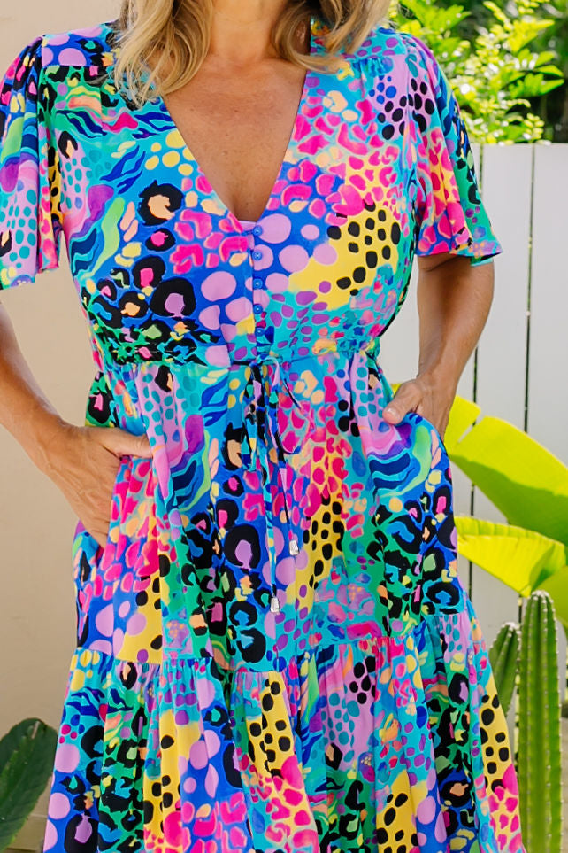 Bonnie Maxi Dress in Electric Leopard by Kasey Rainbow