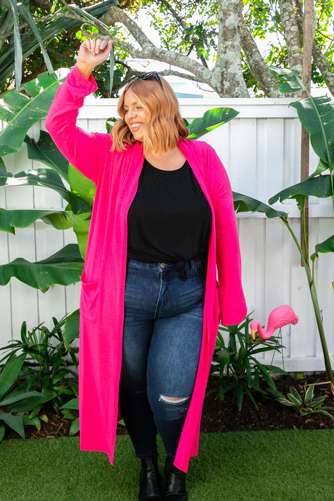 Jane Cardigan in Hot Pink – Proud Poppy Clothing