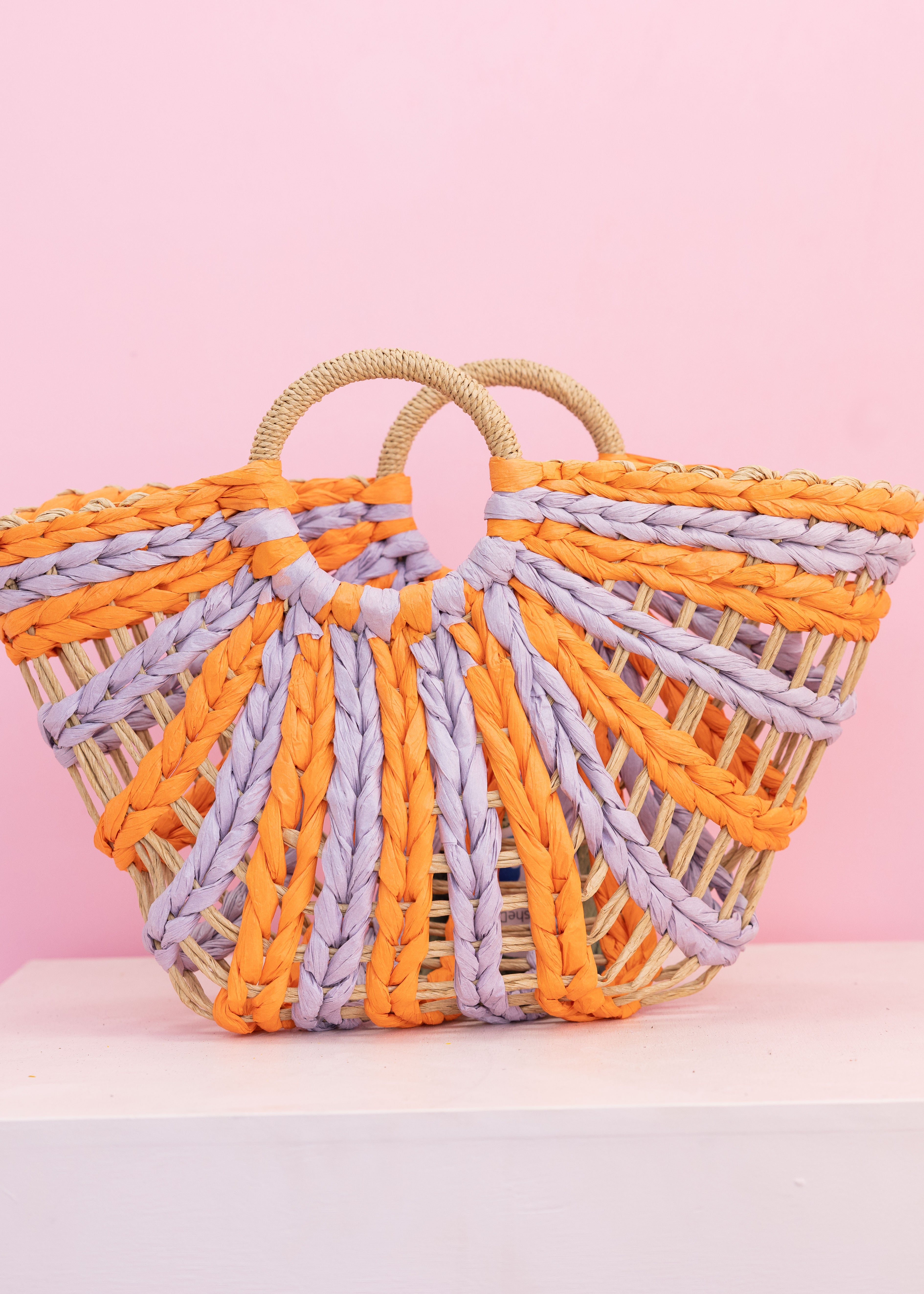 Crochet Basket Bag in Orange